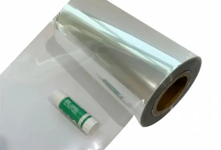 How should transparent label films be stored to maintain quality?